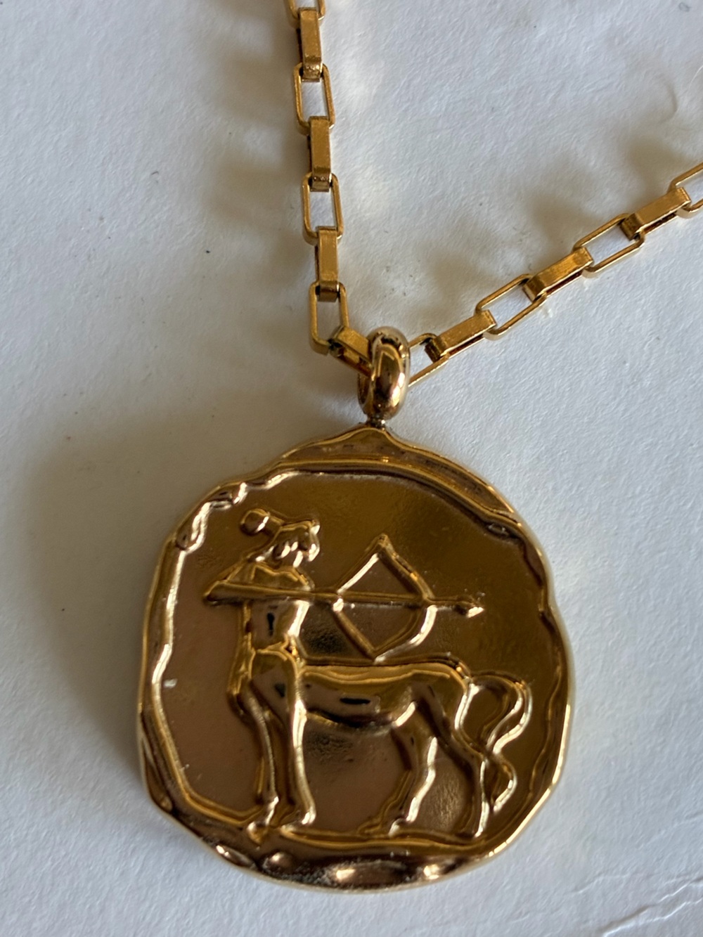 Simons Gold Zodiac Sagittarius Medallion Necklace